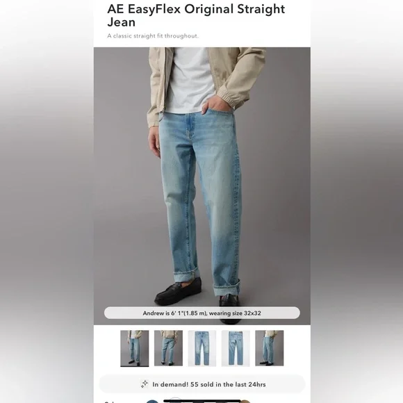 American Eagle AE Easy Flex Original Straight Men’s 32x30  Jeans NWT - Picture 5 of 8